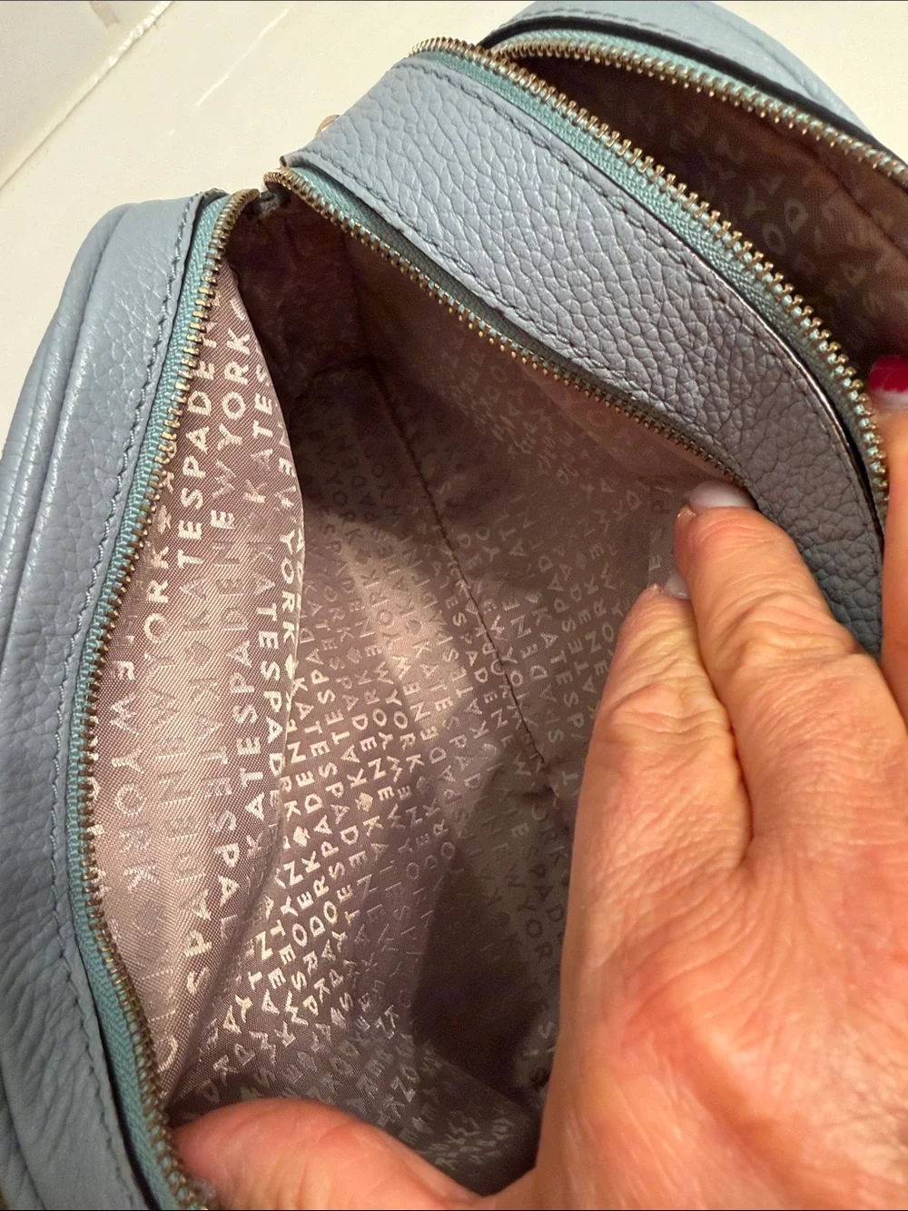 kate spade Light Blue Mulberry Street Pebbled Leather Crossbody Bag